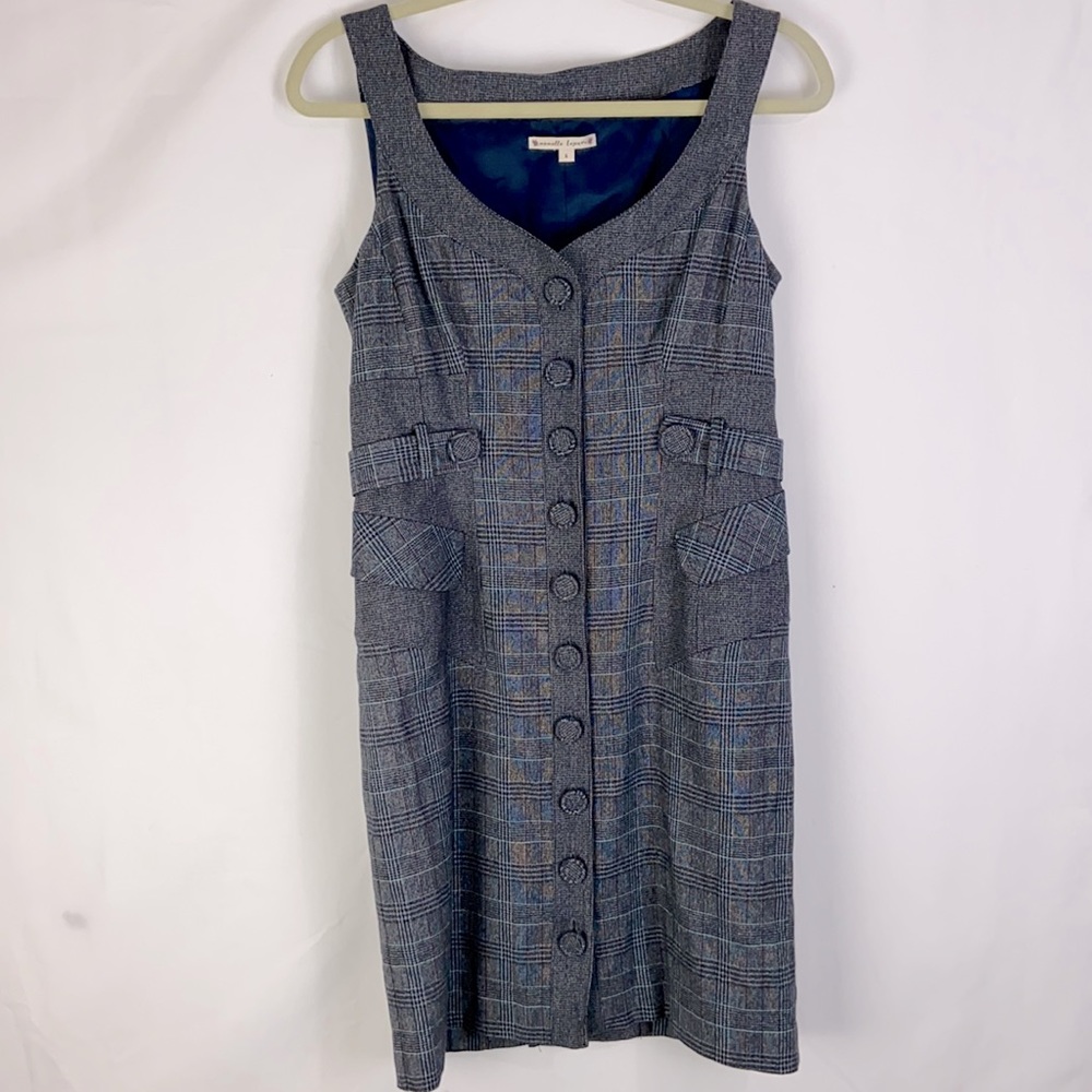 Nanette Lepore Plaid Wool Blend Dress Sleeveless Gray size 6 - Picture 2 of 11